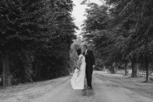 B&W Image of couple kissing